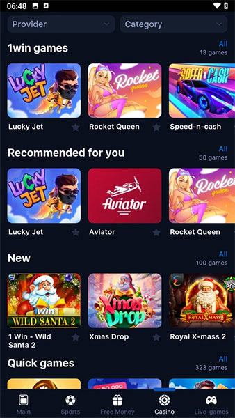 Many games are available to users in Canada on the 1win app